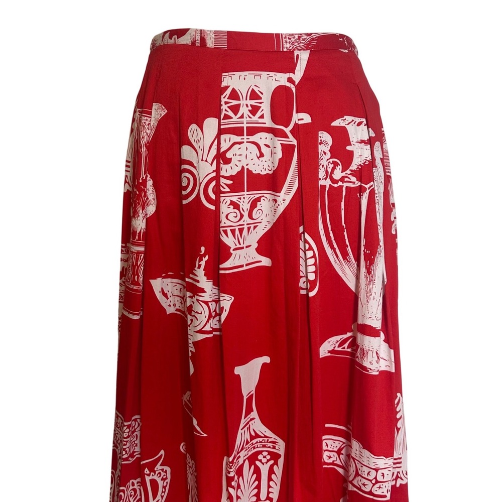 Soft Surroundings Red White Greek Pottery Urn Maxi Skirt Pockets Womens Small - Picture 2 of 10